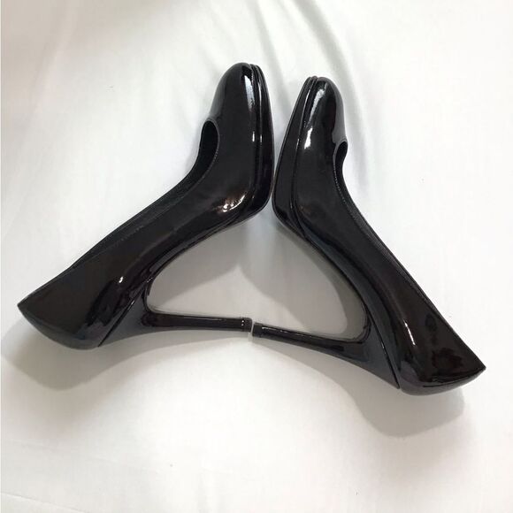 Stuart Weitzman Black Platswoon Pump Heel Shoes Patent Leather Size 7 1/2 - Picture 7 of 16